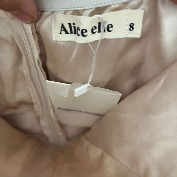 Beige mini cocktail off the shoulder women’s dress size 8 - Picture 4 of 14